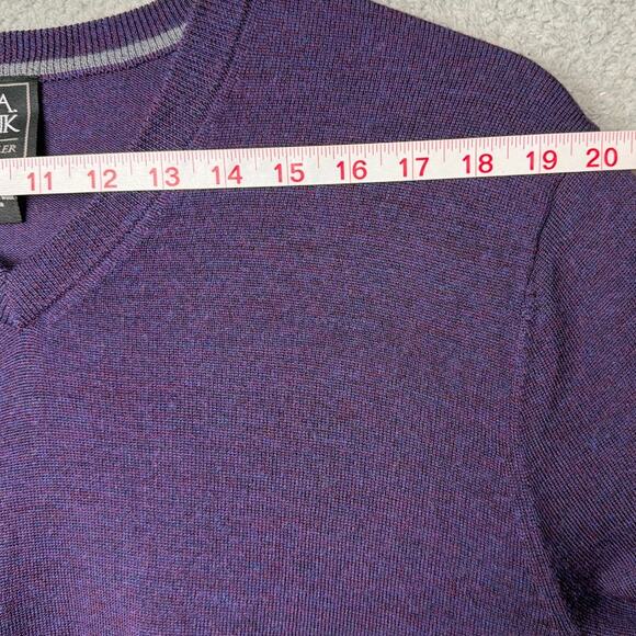 Jos. A. Banks Merino Wool V-Neck Sweater Purple Size L Traveler Preppy Office - Picture 4 of 8